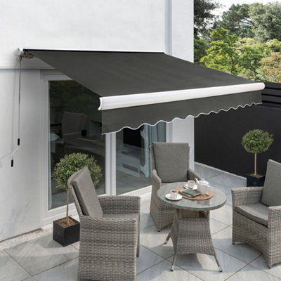 Primrose Awnings 4.0M X 3.0M Retractable Electric Full Cassette Charcoal Awning Outdoor Patio Canopy - image 1