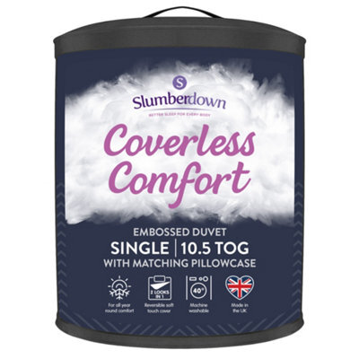 Slumberdown Coverless Comfort Duvet Single 10.5 Tog 2N1 Design Matching Pillowcase Reversible All Year Herringbone Cover Washable - image 1