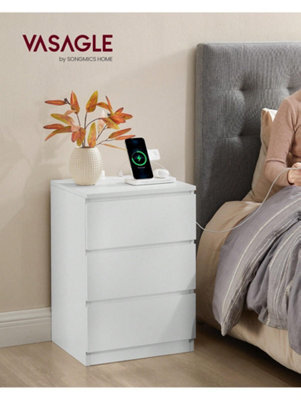 LEDREM Bedside Table With Charging Station, Set Of 2, Side End Tables With 3 Drawers, 2 Ac Outlets, 2 Usb Ports, For Living Room - image 1