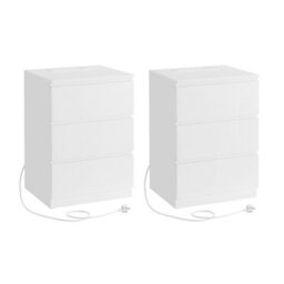 LEDREM Bedside Table With Charging Station, Set Of 2, Side End Tables With 3 Drawers, 2 Ac Outlets, 2 Usb Ports, For Living Room - thumbnail 6