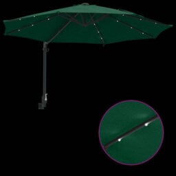 Berkfield Modern Garden Parasol Green, Black 248 X 248 X 148 Cm Polyester, Steel - thumbnail 9