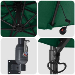 Berkfield Modern Garden Parasol Green, Black 248 X 248 X 148 Cm Polyester, Steel - thumbnail 7