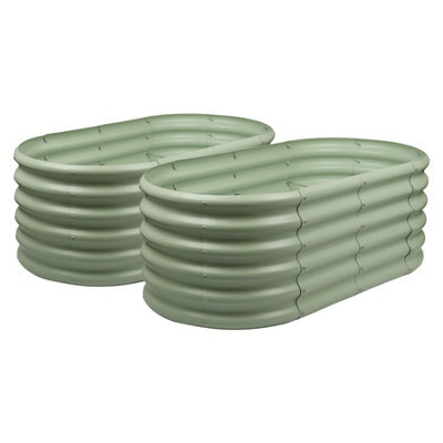 Harbour Housewares Raised Garden Beds - 2X Green Rounded Bottomless Metal Bed Galvanised Steel Planter Box 120 X 60 X 45Cm - image 1