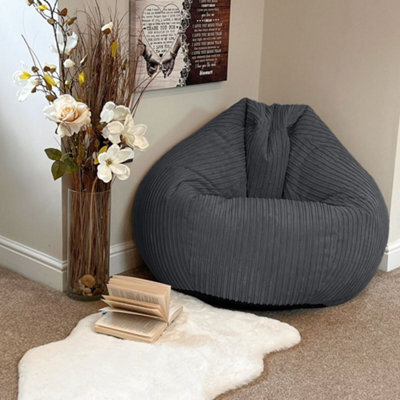 rucomfy Beanbags Rucomfy Jumbo Cord Grey Slouchbag - Indoor Classic Bean Bag For Adults - image 1