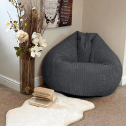rucomfy Beanbags Rucomfy Jumbo Cord Grey Slouchbag - Indoor Classic Bean Bag For Adults - thumbnail 2