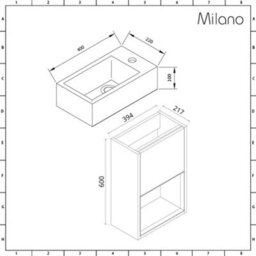 Homestylestore 400mm Dark Oak Led Lit Bathroom Wall Hung Vanity Unit With Basin - thumbnail 3