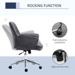 Swivel Computer Office Chair Mid Back Desk Chair Home Study Bedroom, Deep Grey - thumbnail 4