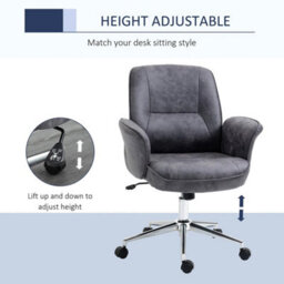 Swivel Computer Office Chair Mid Back Desk Chair Home Study Bedroom, Deep Grey - thumbnail 3