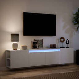 Berkfield Durable Tv Wall Cabinet With Led White 180X31X39.5 Cm - thumbnail 5