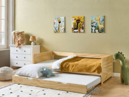 Beliani Trundle Bed Pine Wood Gravelines 90 X 200 Cm (Eu Single) Light Brown - thumbnail 2