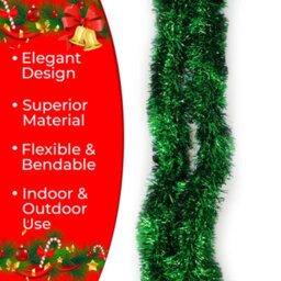 Neel Blue Green Metallic Shiny Christmas Tinsel Garland For Xmas Tree & Home Decorations, 2M X 9Cm - thumbnail 3