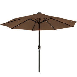 VRUC Garden Parasol Outdoor Patio Umbrella With Solar Led Lights And Crank Tilt 2.7M Coffee - thumbnail 2