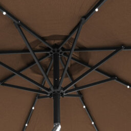 VRUC Garden Parasol Outdoor Patio Umbrella With Solar Led Lights And Crank Tilt 2.7M Coffee - thumbnail 5