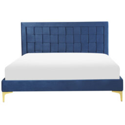 Beliani Bed Velvet Limoux 140 X 200 Cm (Eu Double) Navy Blue - thumbnail 5