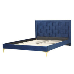 Beliani Bed Velvet Limoux 140 X 200 Cm (Eu Double) Navy Blue - thumbnail 4