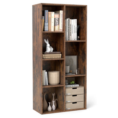 Gainoom 7-Cube Brown Bookcase Vertical Or Horizontal Freestanding Bookshelf With 7 Compartments - image 1