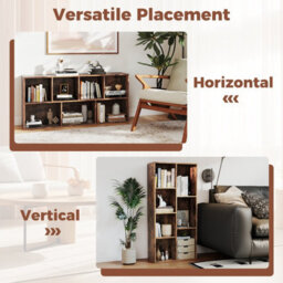 Gainoom 7-Cube Brown Bookcase Vertical Or Horizontal Freestanding Bookshelf With 7 Compartments - thumbnail 9