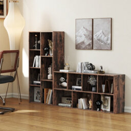 Gainoom 7-Cube Brown Bookcase Vertical Or Horizontal Freestanding Bookshelf With 7 Compartments - thumbnail 4