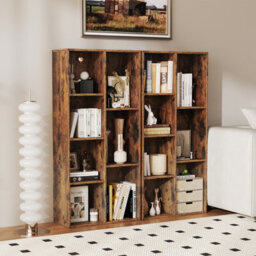 Gainoom 7-Cube Brown Bookcase Vertical Or Horizontal Freestanding Bookshelf With 7 Compartments - thumbnail 5