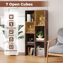 Gainoom 7-Cube Brown Bookcase Vertical Or Horizontal Freestanding Bookshelf With 7 Compartments - thumbnail 7