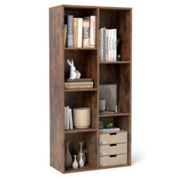 Gainoom 7-Cube Brown Bookcase Vertical Or Horizontal Freestanding Bookshelf With 7 Compartments