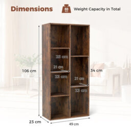Gainoom 7-Cube Brown Bookcase Vertical Or Horizontal Freestanding Bookshelf With 7 Compartments - thumbnail 2