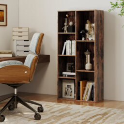 Gainoom 7-Cube Brown Bookcase Vertical Or Horizontal Freestanding Bookshelf With 7 Compartments - thumbnail 3