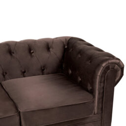 Beliani Sofa 3 Seater Chesterfield Velvet Dark Brown - thumbnail 7