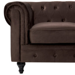 Beliani Sofa 3 Seater Chesterfield Velvet Dark Brown - thumbnail 6
