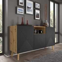 Arte Modern Luxi Sideboard Cabinet In Black W1460mm X H800mm X D420mm - thumbnail 4