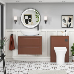 Royal Bathrooms Royal Bathroom Elmore 700mm Terracotta Clay Wall Mounted Countertop Bathroom Vanity Unit 2 Drawer With Cesar Basin - thumbnail 5