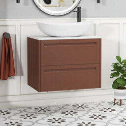 Royal Bathrooms Royal Bathroom Elmore 700mm Terracotta Clay Wall Mounted Countertop Bathroom Vanity Unit 2 Drawer With Cesar Basin - thumbnail 1