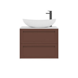Royal Bathrooms Royal Bathroom Elmore 700mm Terracotta Clay Wall Mounted Countertop Bathroom Vanity Unit 2 Drawer With Cesar Basin - thumbnail 7