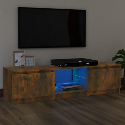 Berkfield Tv Cabinet With Led Lights Smoked Oak 120X30X35.5 Cm - image 1