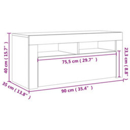 Vidaxl Tv Cabinet With Led Lights Concrete Grey 90X35X40 Cm - thumbnail 3