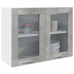 Walplus Hanging Glass Cabinet Lyon Concrete Grey 80X31X60 Cm - thumbnail 1