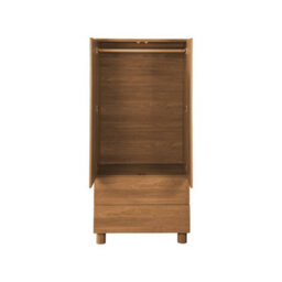 Sweeek - Wardrobe With 2 Doors, 2 Drawers And 1 Hanging Rail Wood Decor Hazel 80X53X180 Cm - Ayana - thumbnail 6