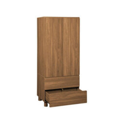 Sweeek - Wardrobe With 2 Doors, 2 Drawers And 1 Hanging Rail Wood Decor Hazel 80X53X180 Cm - Ayana - thumbnail 3