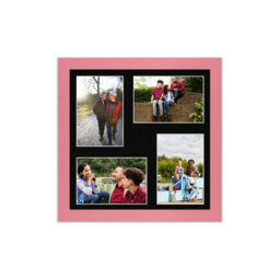 AK Frames 12X12 Pastel Pink Modern Multi Photo Frame With Black Mount - Holds 4 Apertures (4X) 6X4 Photos - thumbnail 1