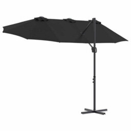 Berkfield Garden Cantilever Parasol Black Powder-Coated Steel - thumbnail 8