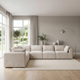 Furniturebox Uk Drift Cream Boucle Fabric 5 Seater L-Shaped Modular Corner Sofa - thumbnail 2
