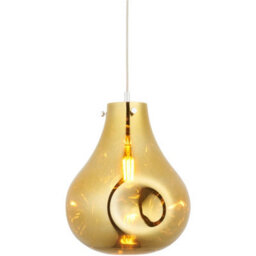 Loops Hanging Ceiling Pendant Light - Large Gold Metallic Glass & Chrome Plate - 10W Led E27