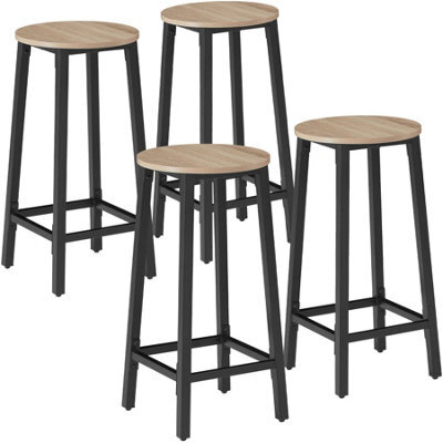 Tectake Bar Stools Corby - Industrial Wood Light, Oak Sonoma, Set Of 4 - image 1