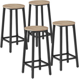 Tectake Bar Stools Corby - Industrial Wood Light, Oak Sonoma, Set Of 4 - thumbnail 1