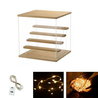 5Tier Clear Acrylic Display Case With Led Light For Collectibles Figures Wood - image 1