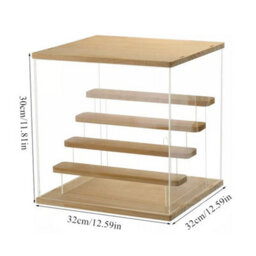 5Tier Clear Acrylic Display Case With Led Light For Collectibles Figures Wood - thumbnail 2