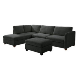 Home Detail Ben Left-Hand Facing Corner Sofa With Footstool, Dark Grey Chenille - thumbnail 3