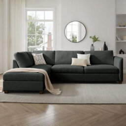 Home Detail Ben Left-Hand Facing Corner Sofa With Footstool, Dark Grey Chenille - thumbnail 2