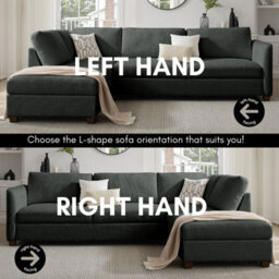 Home Detail Ben Left-Hand Facing Corner Sofa With Footstool, Dark Grey Chenille - thumbnail 4