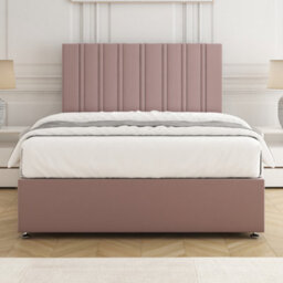 Bsspoke Sienna Divan Bed Set In Pink Plush Velvet 24Inch Headboard & No Mattress No Drawers In Single Double King 4Ft 6Ft - thumbnail 2